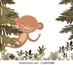 wild monkey in the jungle scene