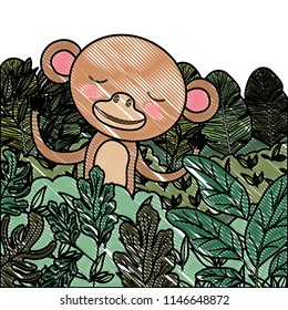 wild monkey in the jungle scene