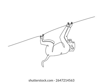 Wild monkey in single outline illustration. Continuous line art drawing of monkey.