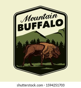 Wild Mountain Buffalo Adventure Badge Logo