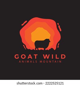 wild mountain goat logo Sunset Outdoor vector design