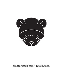 Wild mouse head black vector concept icon. Wild mouse head flat illustration, sign