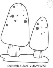 Wild mushroom doodle illustration for decoration on garden and nature concept.