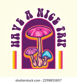 Wild mushroom plant psilocybin psychedelic logo illustrations vector for your work logo, merchandise t-shirt, stickers and label designs, poster, greeting cards advertising business company or brands