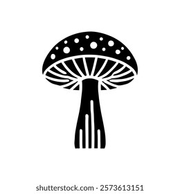 Wild mushroom silhouette icon vector illustration design on white background.