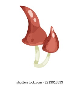 Wild mushrooms in cartoon style isolated on white background. Decoration, clip art,