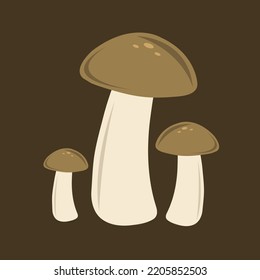 Wild mushrooms flat vector illustration. Cute wild mushrooms cartoon vector illustration for graphic design and decorative element