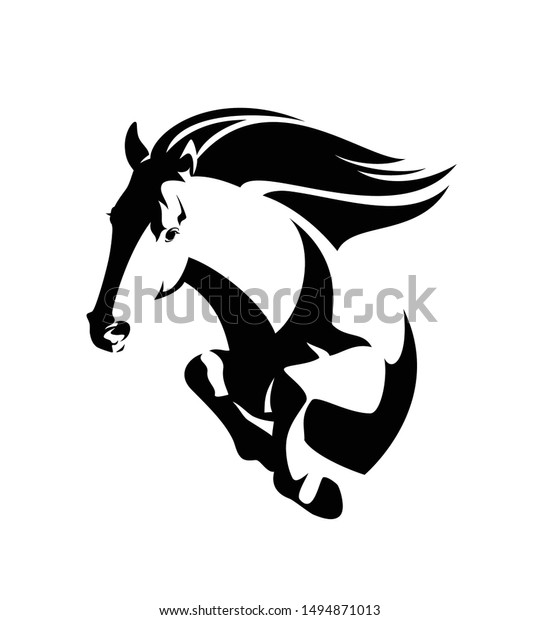 Wild Mustang Horse Jumping Forward Black Stock Vector (Royalty Free ...