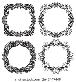 Wild and Natural Vintage Decorative Floral Border Vector Set Packs
