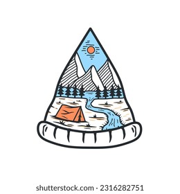 wild nature adventure camp illustration. retro and simple styled badge vector