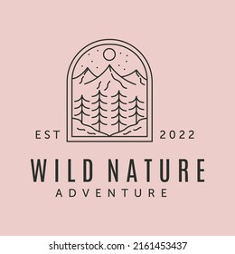 wild nature adventure line art logo vector symbol illustration design