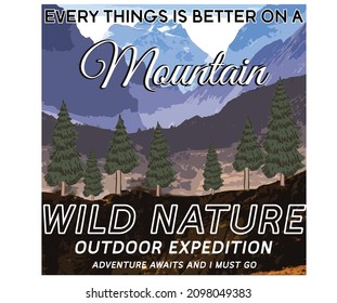 Wild nature digital painting graphic print design for t shirt , apparel, badge, sticker, poster and others.