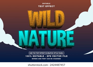 Wild Nature Editable Text Effect template design with 3d style use for business brand and logo