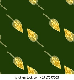 Flora natural silvestre sin fisuras con elementos de loto en estilo dibujado a mano. Fondo verde claro. Ilustración bursátil. Diseño vectorial para textiles, tela, giftwrap, papel pintado.