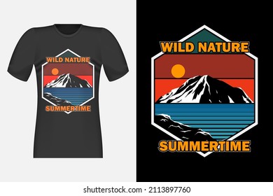 Wild Nature Hand Drawn Style Vintage Retro T-Shirt Design