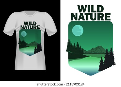 Wild Nature Hand Drawn Style Vintage Retro T-Shirt Design