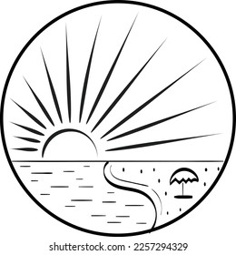 Wild Nature Illustration. Simple mountain landscape design. 