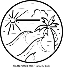 Wild Nature Illustration. Simple mountain landscape design. 