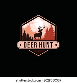 Wild Nature Logo Template. wild deer vector illustration. deer logo design. vector premium deer hunt