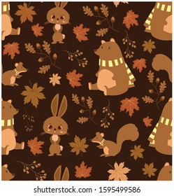 wild nature pattern rabbit bear squirrel leaf icons