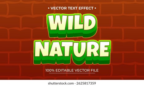 Wild Nature text effect editable vector 3d