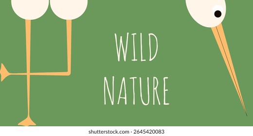 Wild Nature. Vector illustration of abstract Wild bird with empty space for text. Perfect simple Wild Nature banner with frame and typography. EPS 10