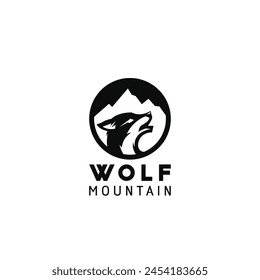 Naturaleza salvaje Wolf Mountain Logo Icon Design Symbol Plantilla Vector de estilo plano