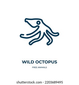 Wild octopus icon. Linear vector illustration from free animals collection. Outline wild octopus icon vector. Thin line symbol for use on web and mobile apps, logo, print media.