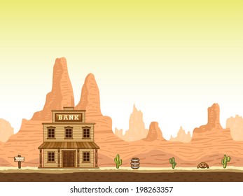 Wild, Old West Canyon Background With Bank