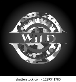 Wild on grey camouflaged texture