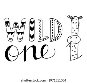 Wild One Baby Design Animal Vector