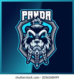 Wild Panda esport and sport mascot logo design with modern illustration concept for team, badge, emblem and t-shirt printing. Bear illustration on isolated background