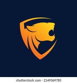 Diseño del logotipo del pantero salvaje en escudo