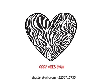 wild pattern heart and slogan design art vector