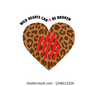 wild paw leopard t-shirt design. with love heart