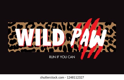 wild paw leopard t-shirt design. with love heart
