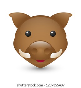 Wild Pig Boar Forest Mountain Animals Emoji Illustration Face Vector Design Art 