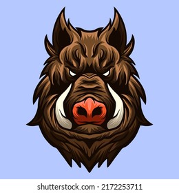 Wild Pig Head Animal Vector Illustration