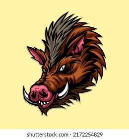 Wild Pig Head Animal Vector Illustration