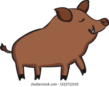 Cerdo salvaje, ilustración, vector sobre fondo blanco.