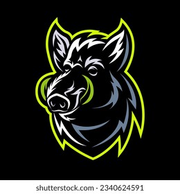 Wild Pig Silhouette Vector, Retro Logo, Vintage, Wild Pig Head, Minimalism, Wild Pig Line Art, E-Sport Logo, Wild Pig Illustration