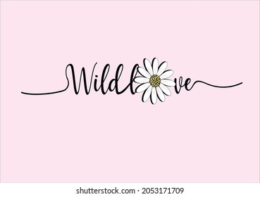 wild pink love daisy vector art hand drawn
