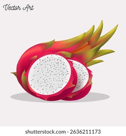 wild pink summer exotic dragon fruit slices vector