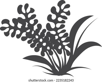 Wild plant black silhoette. Nature icon. Botany sign