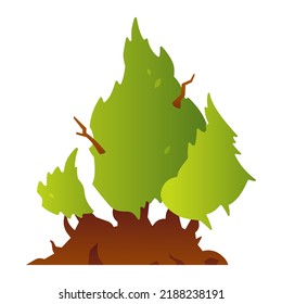 Wilde Pflanze - modernes, flaches Design-Einzelbild. Schöne, detaillierte Abbildung von Buschbaum, der im Wald wächst. Rohes Blätterteig, verlassener Garten, Zierpflanze und Landschaftsidee