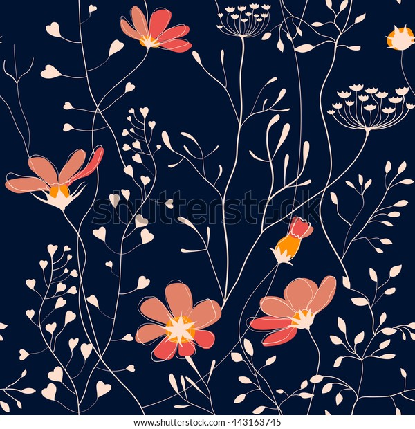 Wild Plants Flower Vector Seamless Pattern Stock Vector (Royalty Free ...