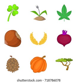 Wild plants icons set. Cartoon set of 9 wild plants vector icons for web isolated on white background