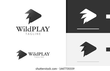 Wild play logo design, wild logo concept, play button icon, suitable for business and app logo or icon