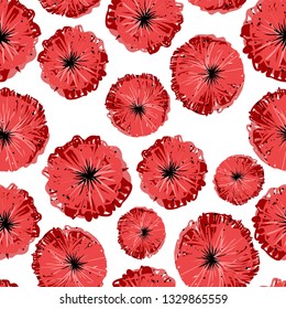 Wild poppies seamless pattern, vector