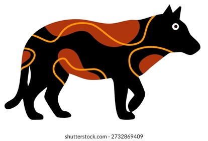wild predator standing with orange organic lines on body and dark fur